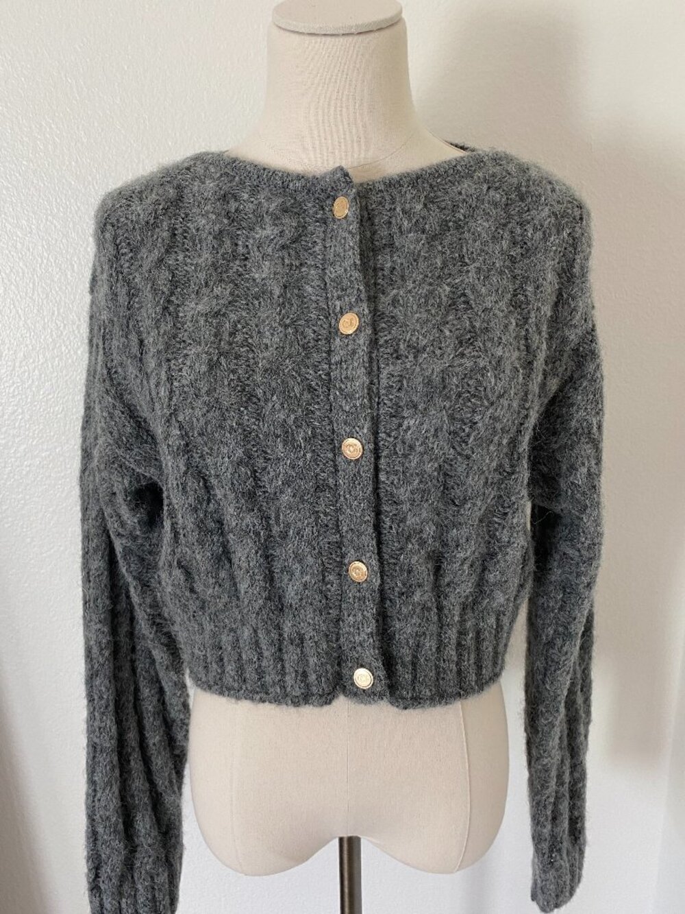 NWT Gap x Cult Gaia Cable Knit Cardigan Sweater in Charcoal Grey - XS